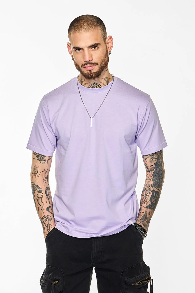 SNITCH Core Lab Lavender Solid Slim Fit T-Shirt